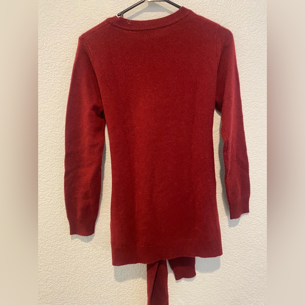 ANTONIO MELANI Red Crew Neck Sweater with Tie size small or medium 100% cashmere - Picture 3 of 7